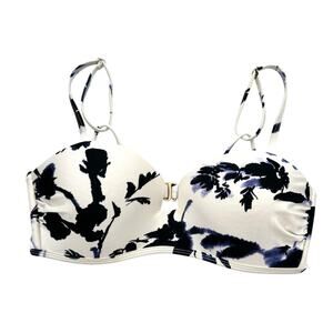 Athleta Floral Aqualuxe Print Square Plunge Bikini Top Size Small